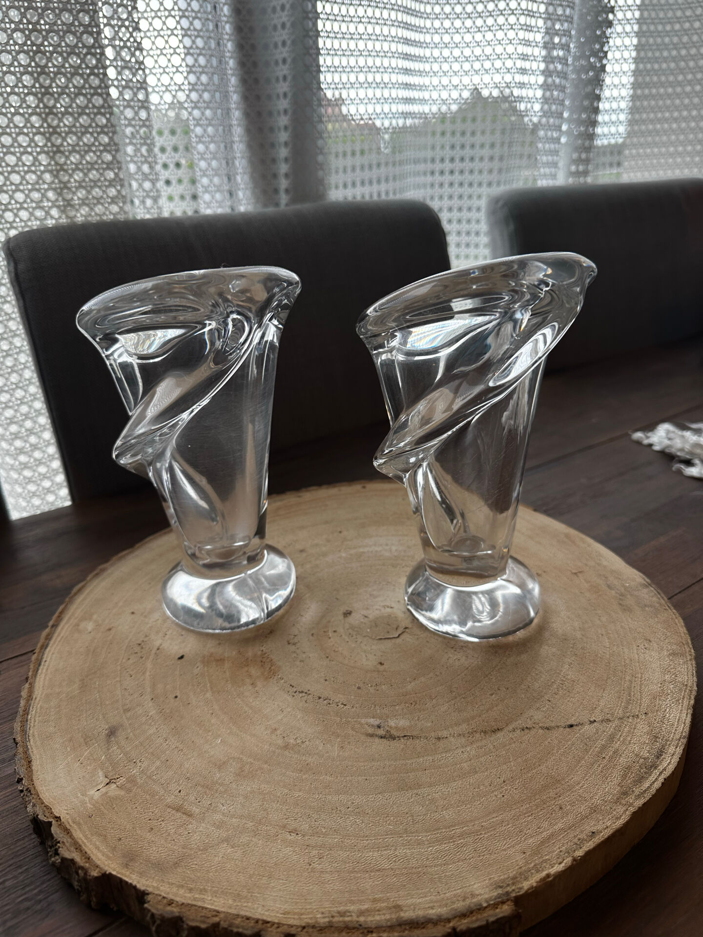 Jolie paire de vases en Cristal (Vannes) mid century