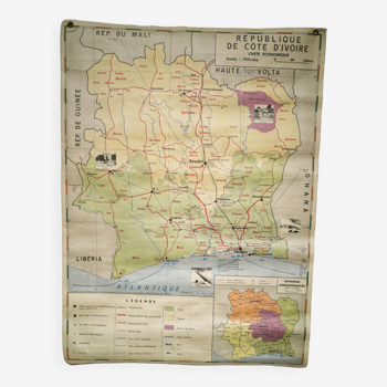 Ancienne carte scolaire République de Côte d'Ivoire