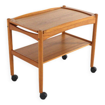 Poul Hundevad danish teak trolley with removable tray mid century modern
