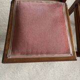 Pair of carved wooden chairs with pink velvet seat ART DECO