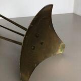 Modernist sculptural brutalist floor brass candleholder, Germany, 1950s