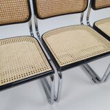 Set of 4 Tubular Frame and Cane Cantilever dining chairs, Italy, 1970s