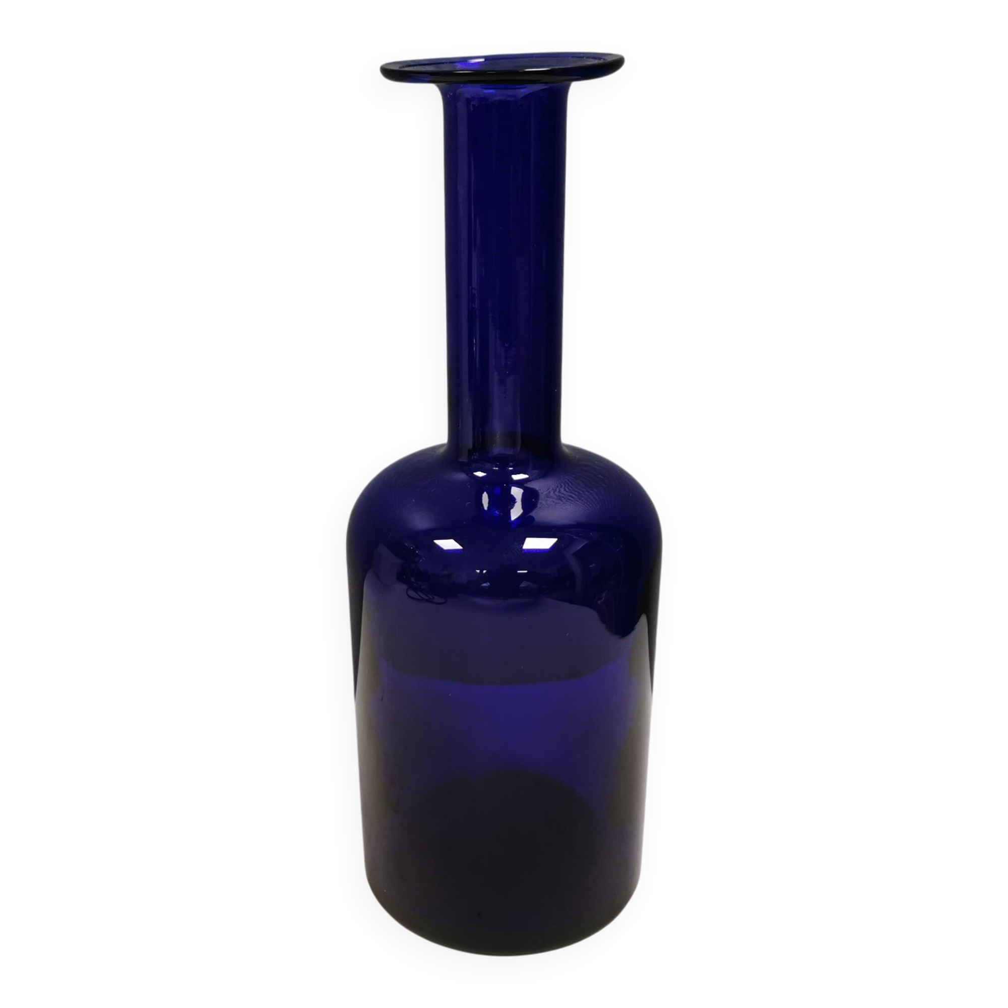 Huge blue glass vase by Otto Brauer for Holmegaard Denmark 1960s