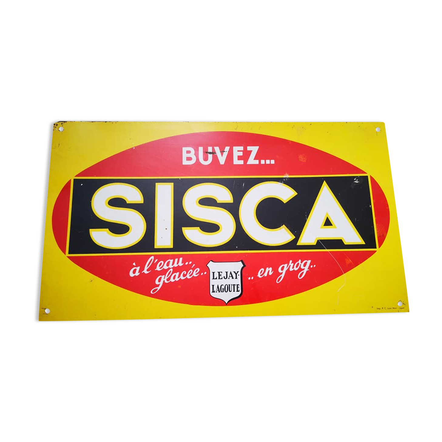 Old advertising plate in lithographed sheet Metal Aperitif SISCA - Legay Dijon TBE