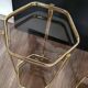 Pair of Stools / Hexagonal Side Tables – Brass & Smoked Glass – 70