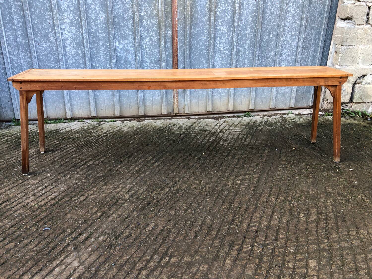 Table console vintage en hêtre massif