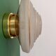 Old glass globe wall/ceiling light in frosted white and gold.