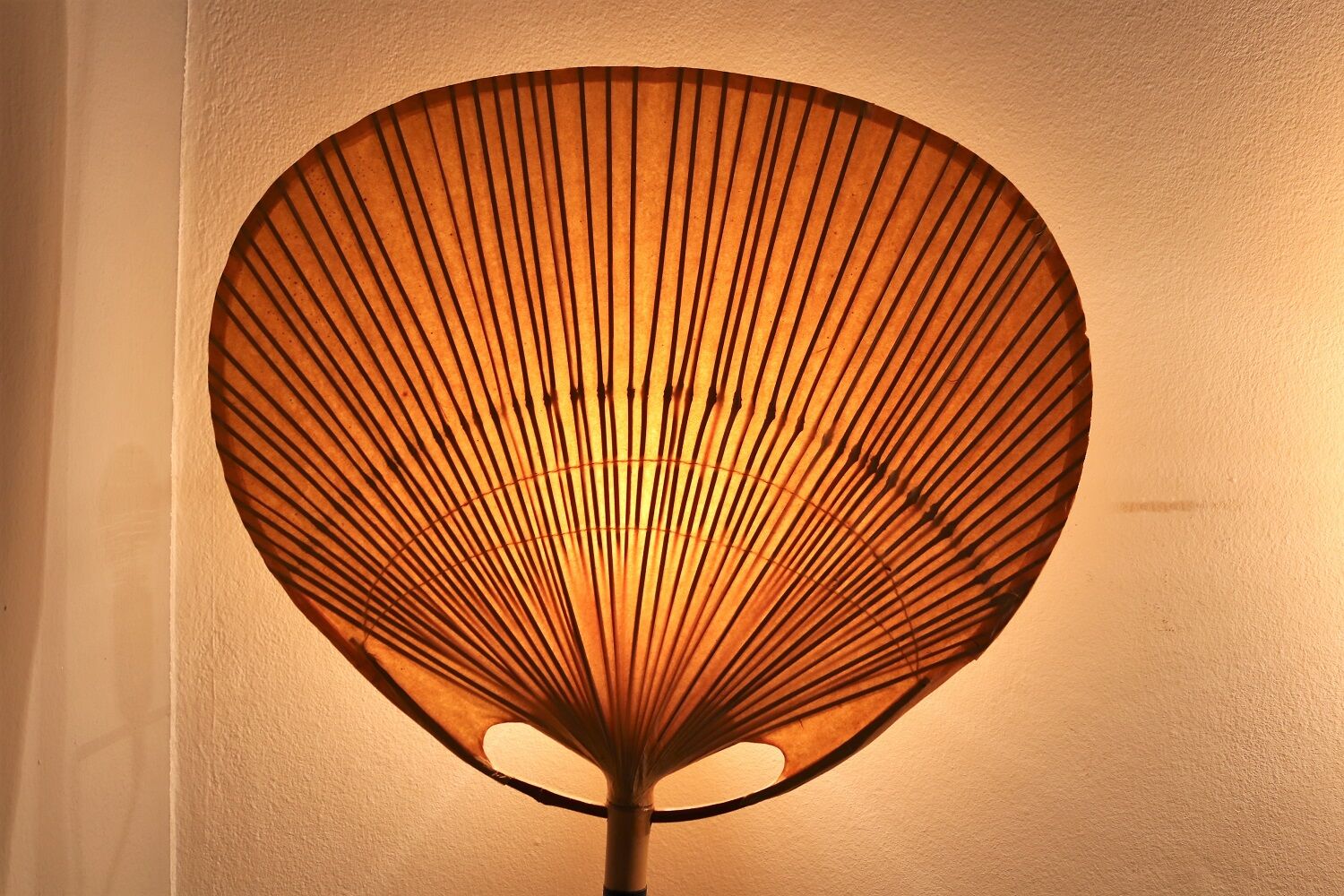 Set of 2 Uchiwa bamboo and rice paper wall lights by Ingo Maurer, Germany 1973