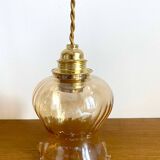 Tulip walking lamp in amber glass