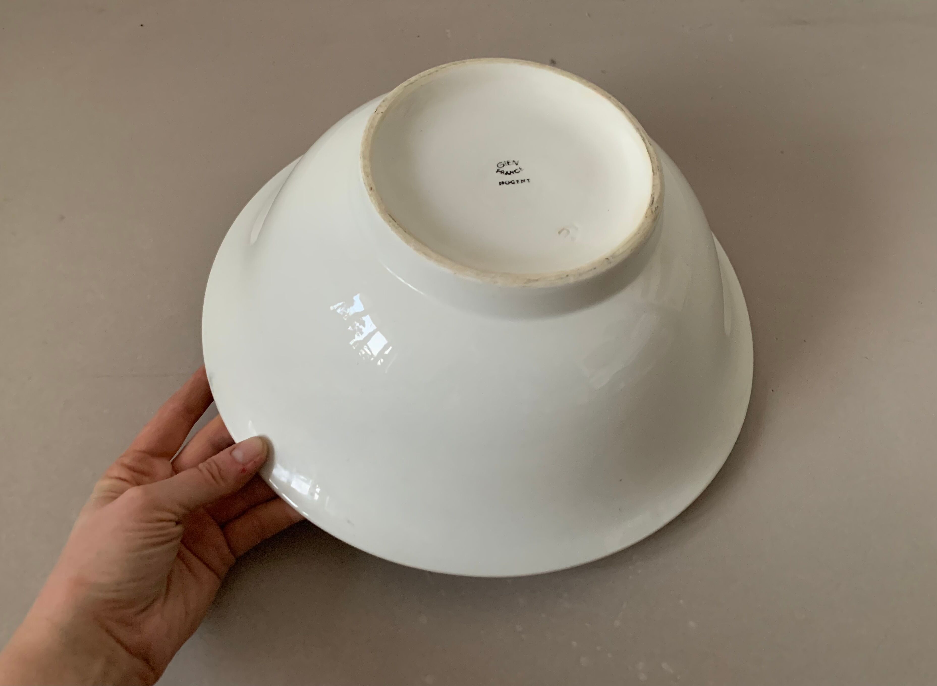 Antique ceramic salad bowl from the Gien factory