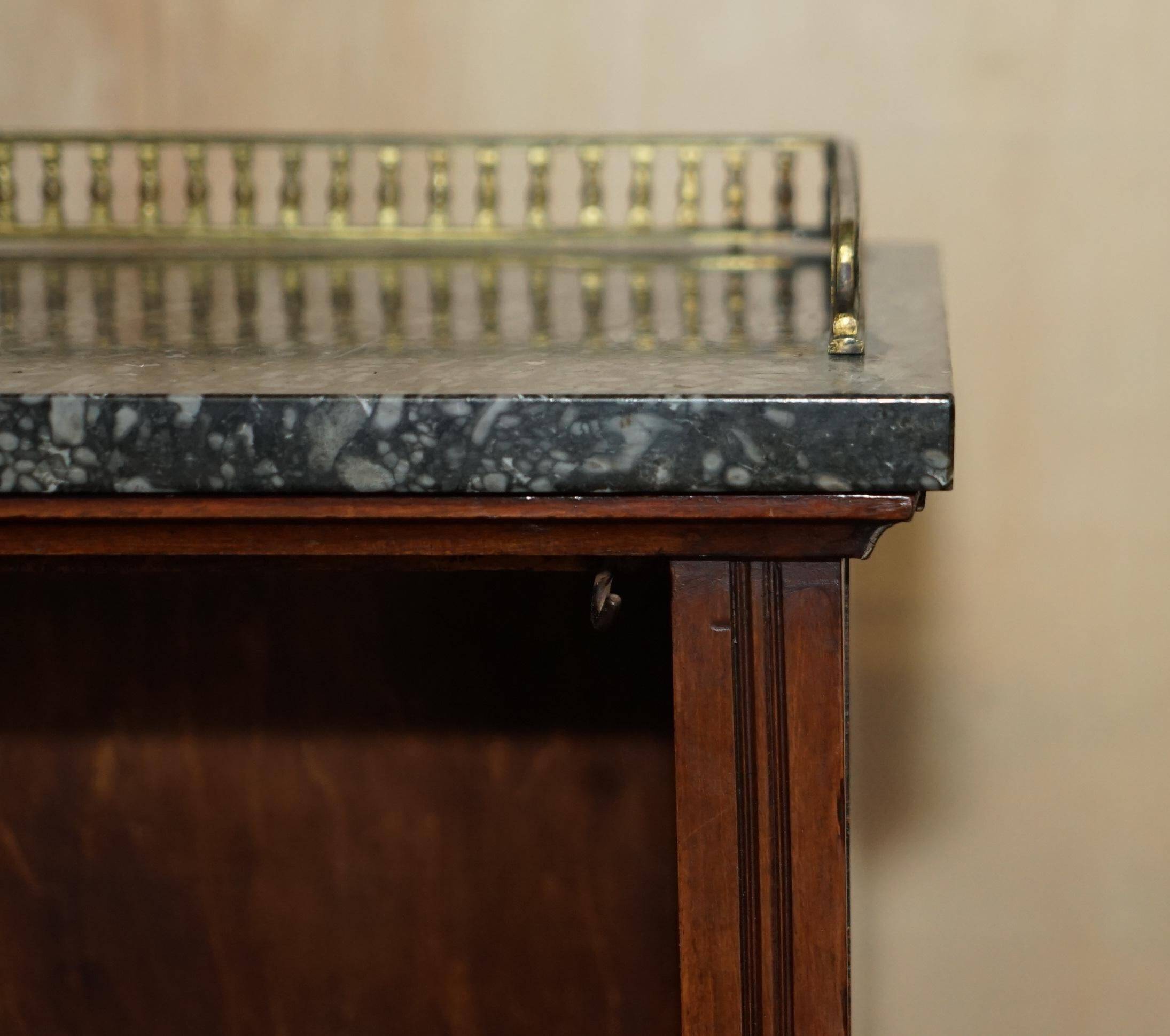 Pair of Regency Period Miniature Bookcases in Hardwood, Brass and Marble