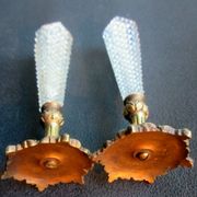 Duo of crystal vases Baccarat Le Creusot, carnation holder, bronze foot