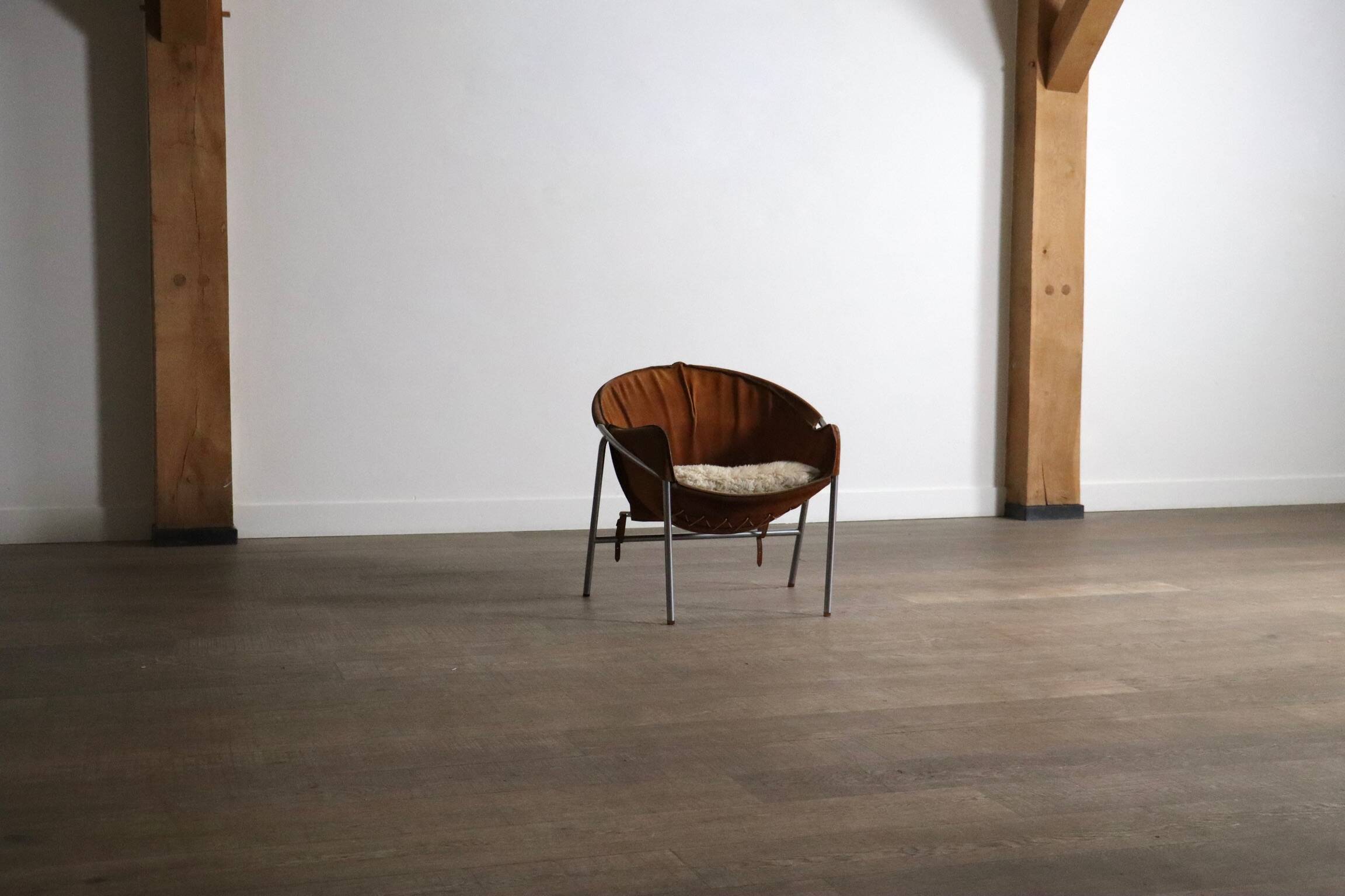 Erik Ole Jørgensen for Bovirke Easy Chair in suede and chrome Denmark 1953