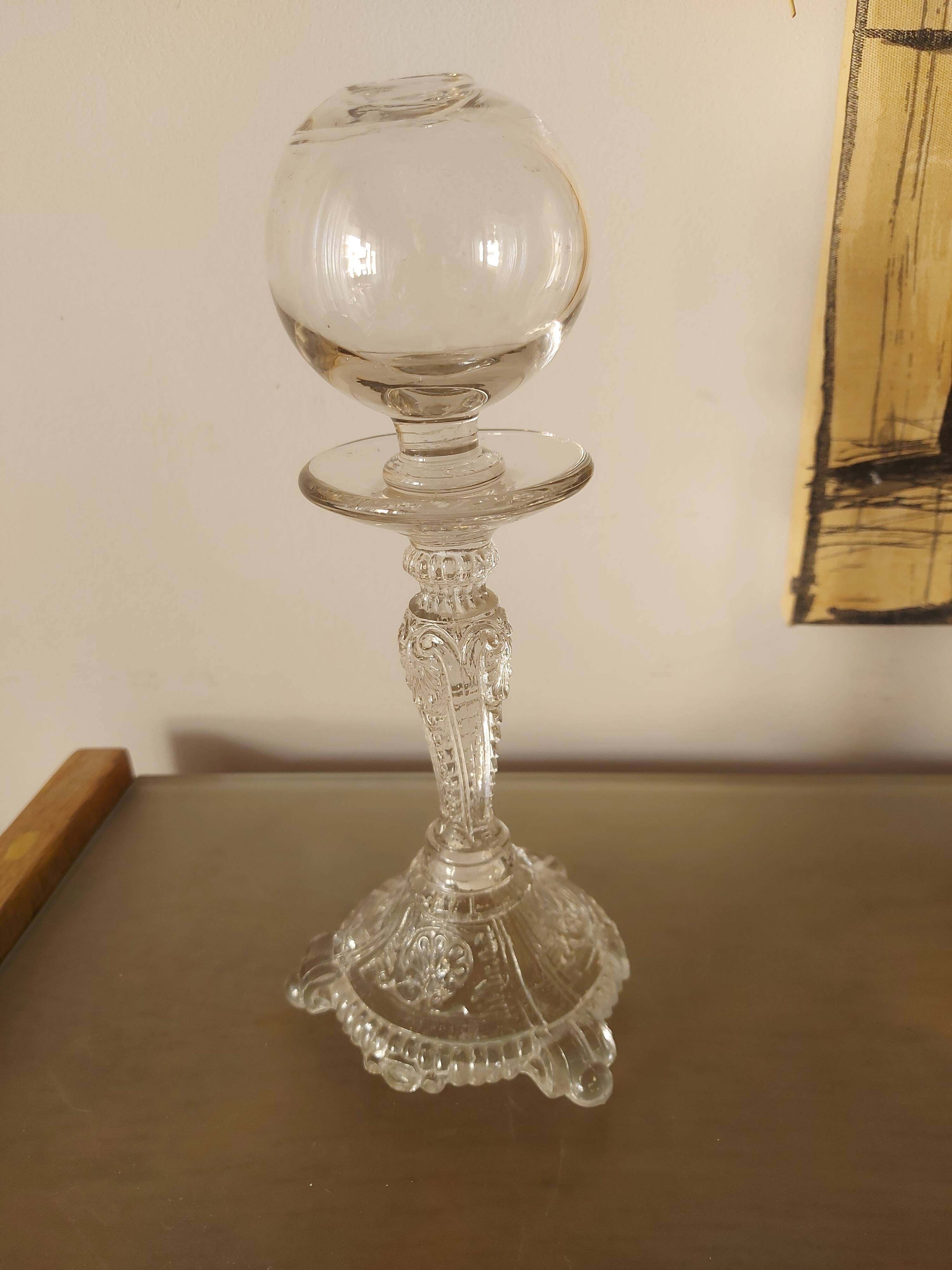 Candle holder blown glass lace lamp