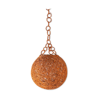 1970s suspension, design, orange colored fibre, trendy decoration