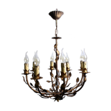 Vegetable chandelier in gilded metal, 1960