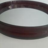 round mirror in smoked plexiglass 70s