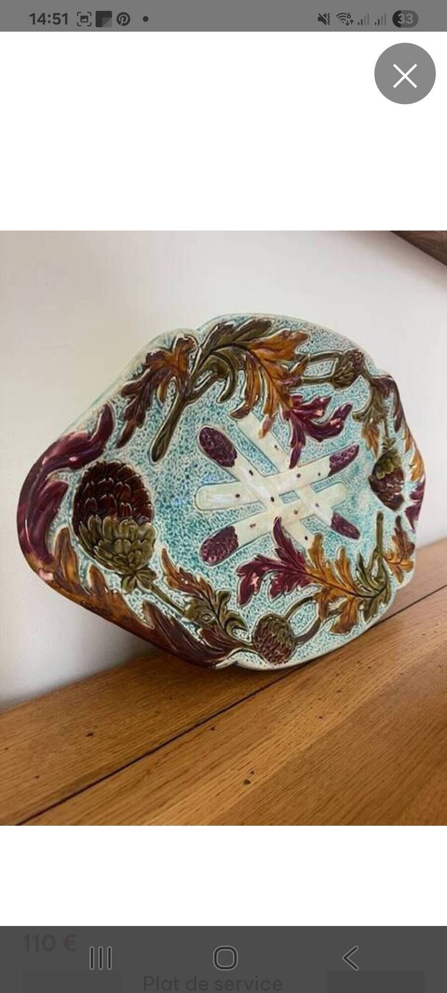 Serving dish for asparagus and artichokes in faience, late 19th century.