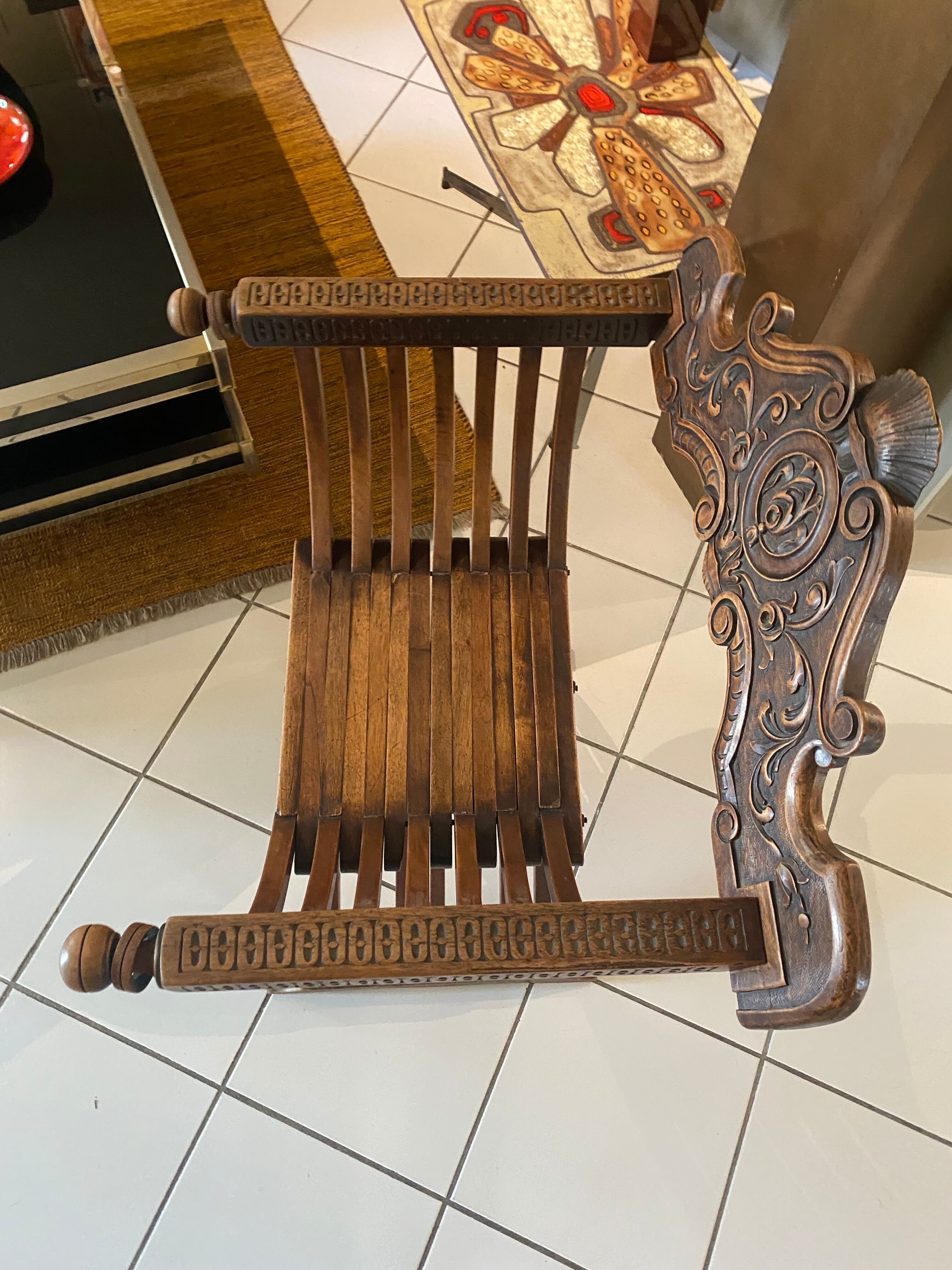 Wooden curule armchair 1880