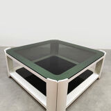 Vintage Italian space age design smoked glass coffee table 1970