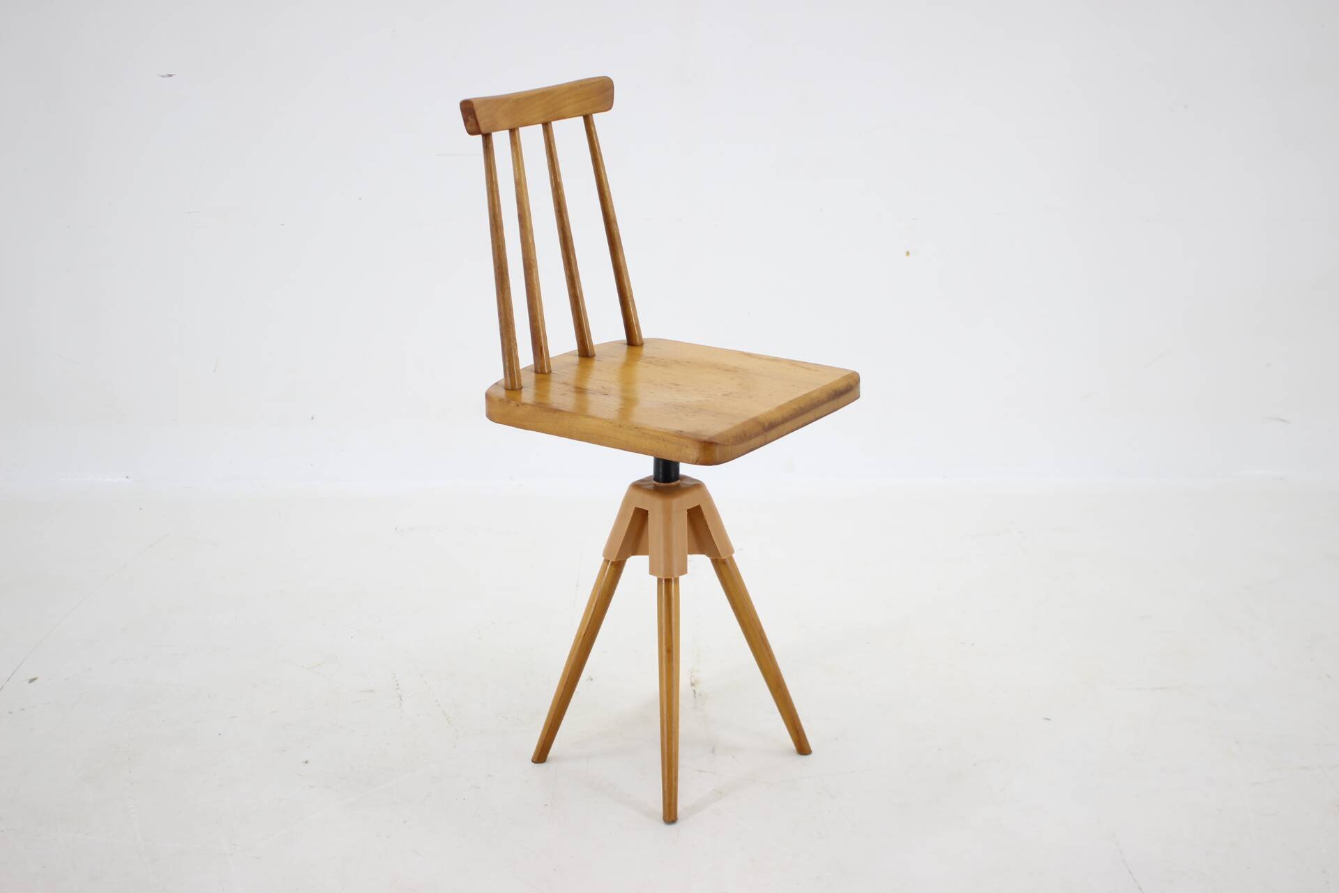 1970s  Beech Chair with Adjustable Height, Czechoslovakia