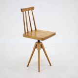 1970s  Beech Chair with Adjustable Height, Czechoslovakia