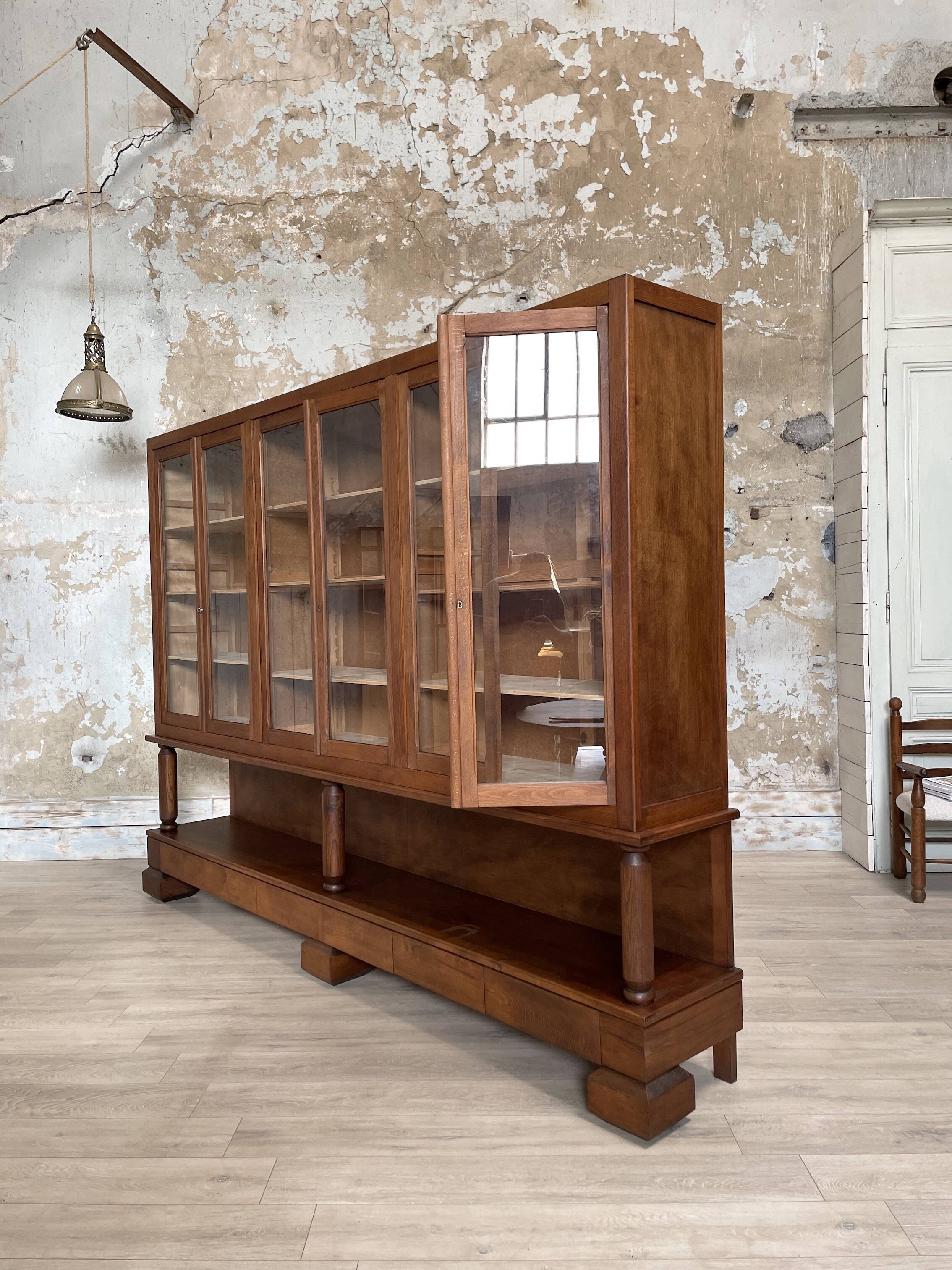 Solid wood display cabinet.