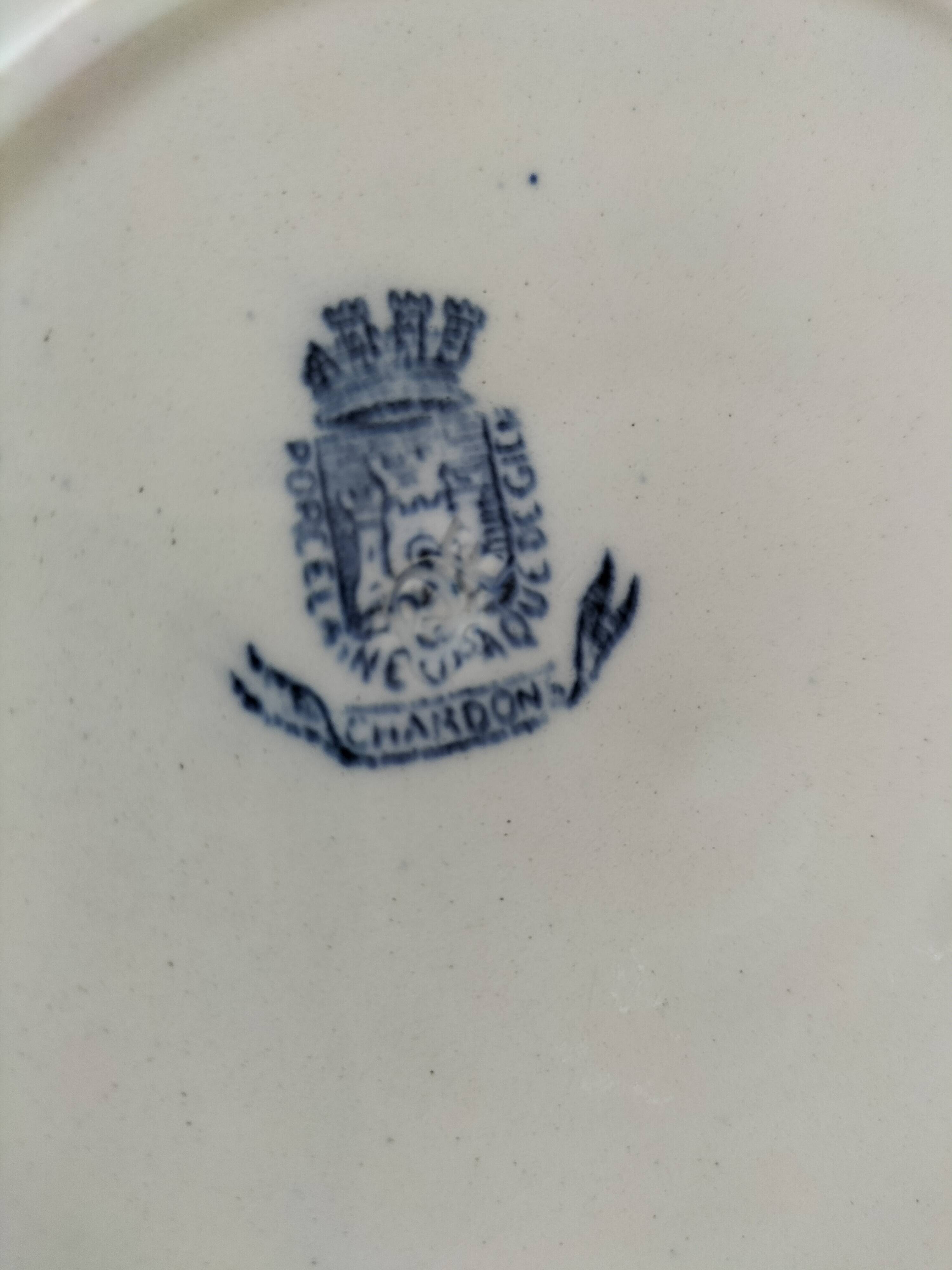 Trio of Gien soup plates – Chardon model in navy blue