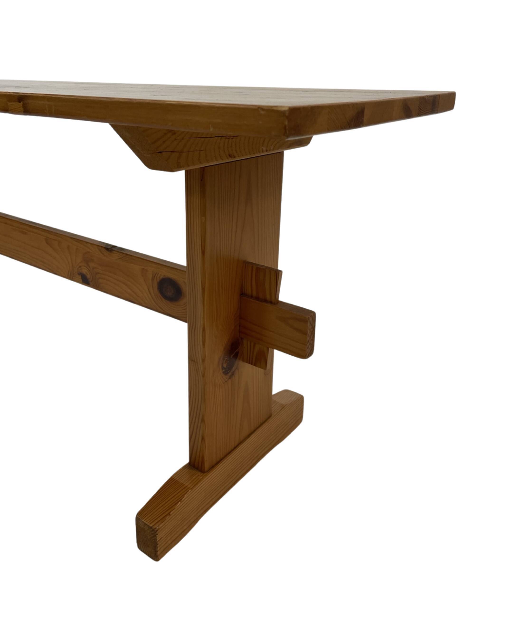 Vintage Scandinavian modern pinewood bench from the 1960's