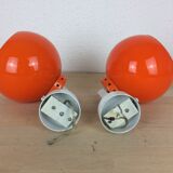 Paire d'appliques globes orange années 70