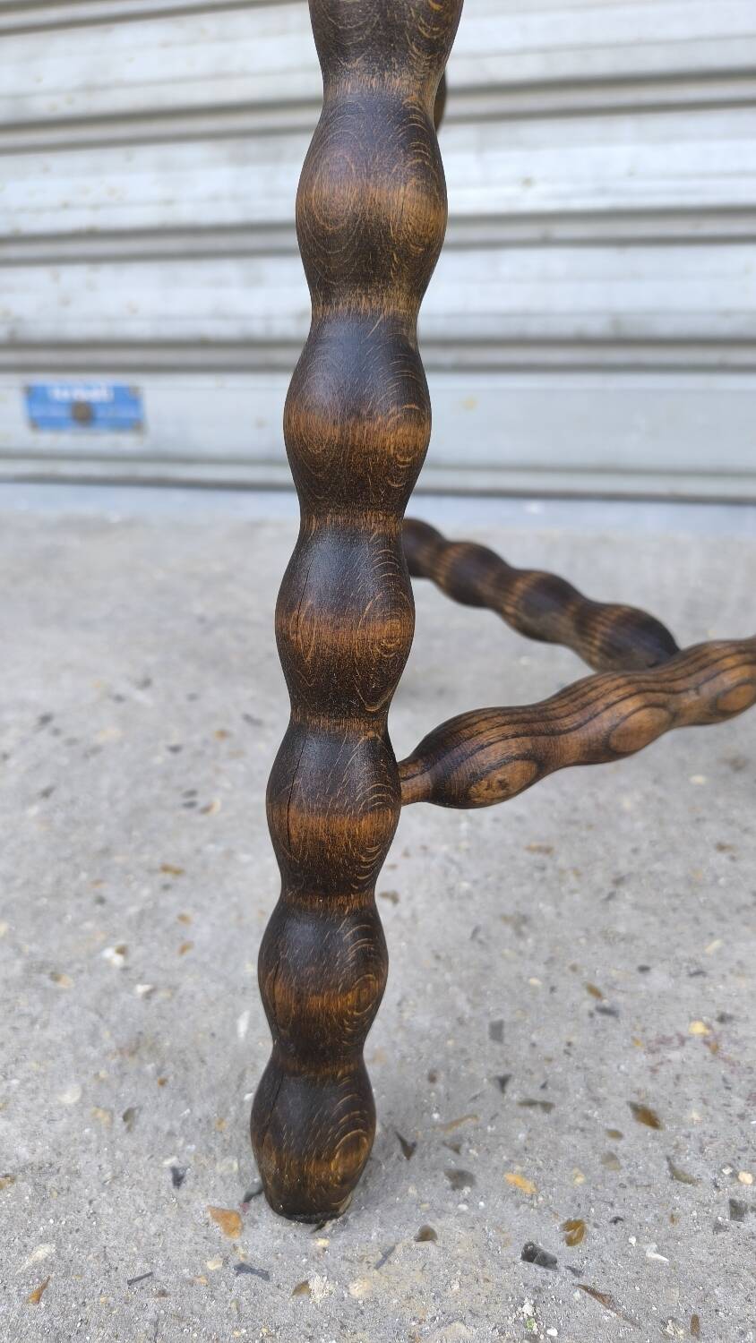 Turned wooden tripod stool