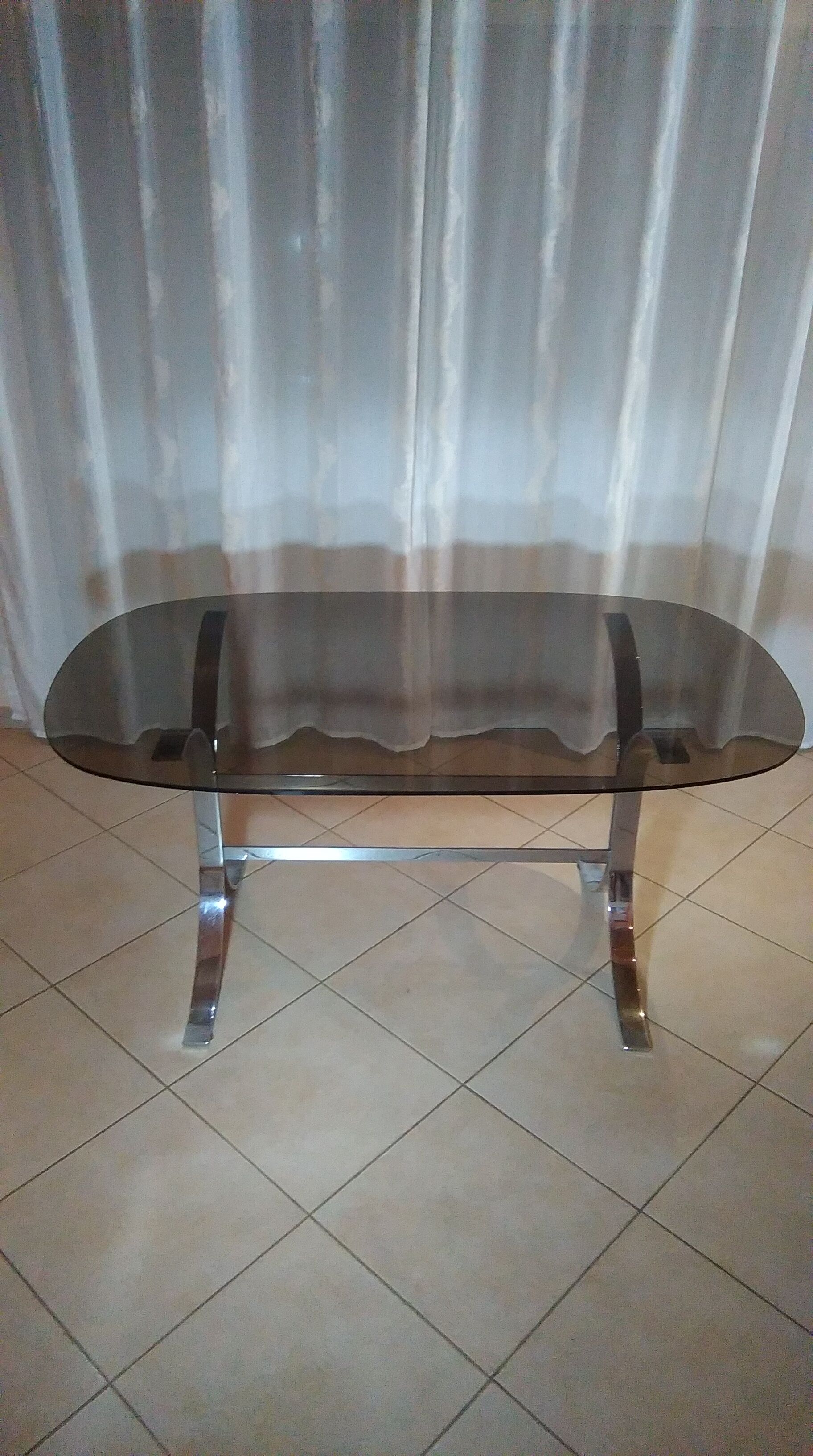 Table dining room glass and chrome of the 1970s