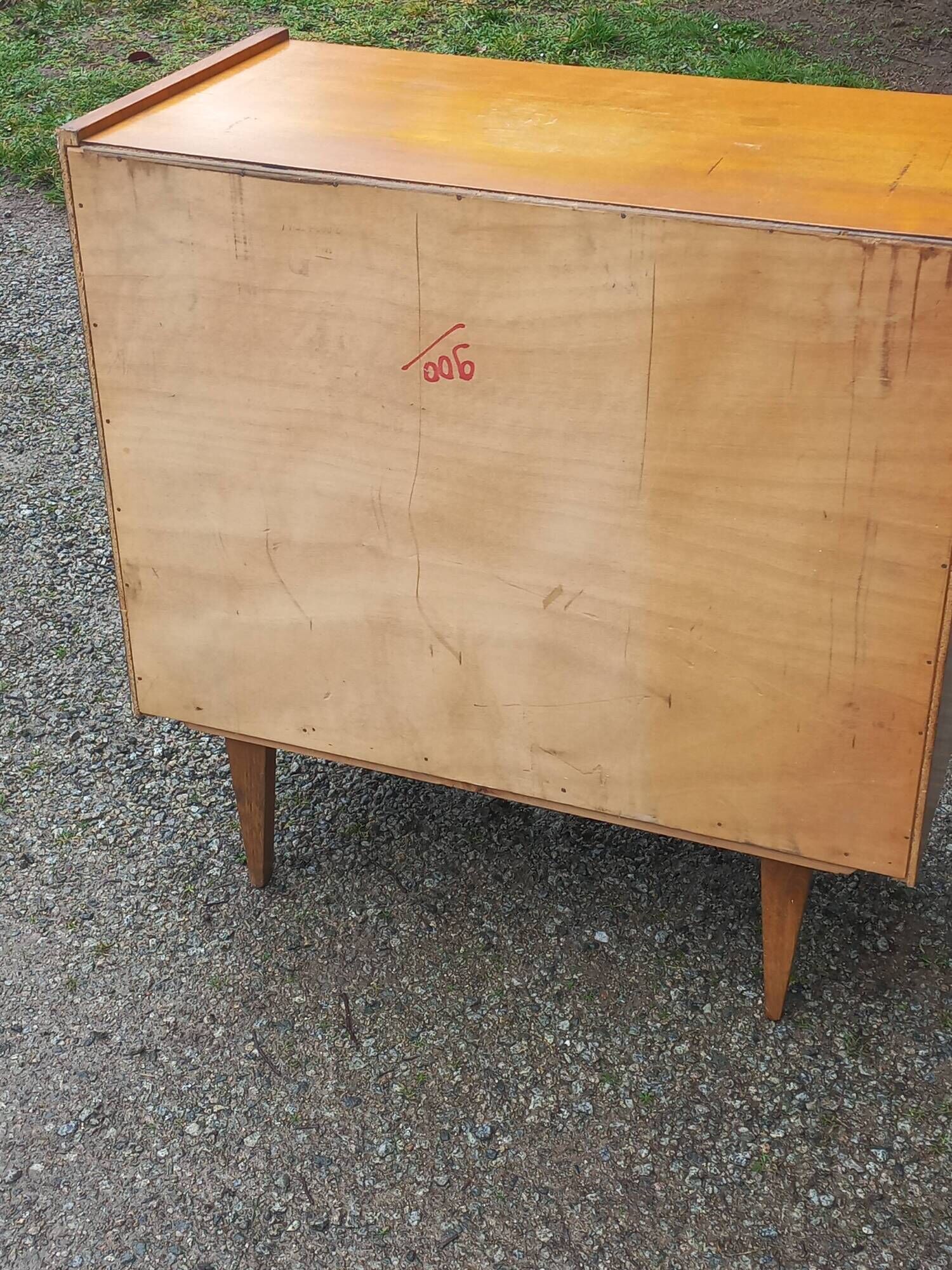 Vintage chest of drawers in gilded oak from the 50s 3 drawers feet bobbin