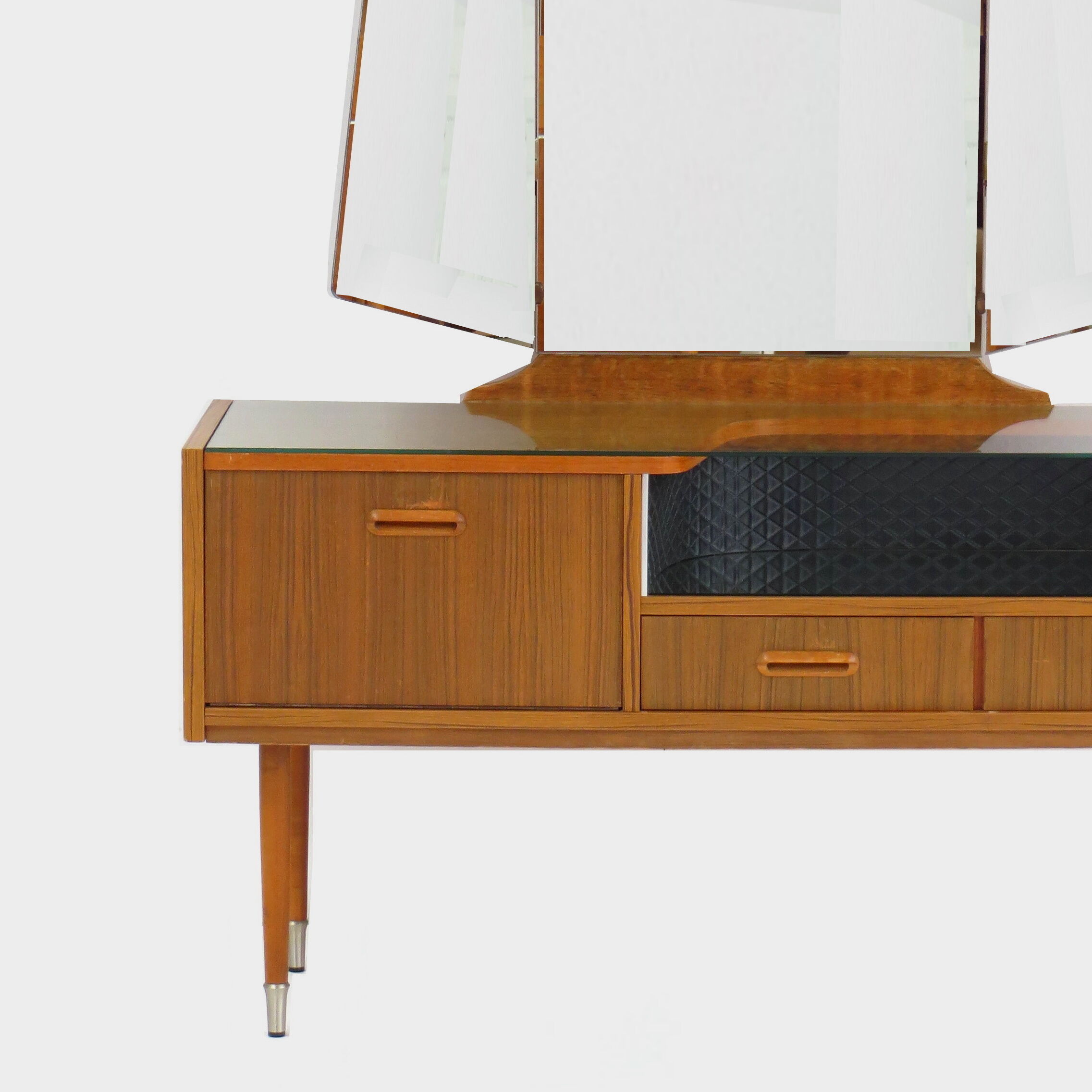 Vintage mid century dressing table with folding mirror, 1950s-1960s