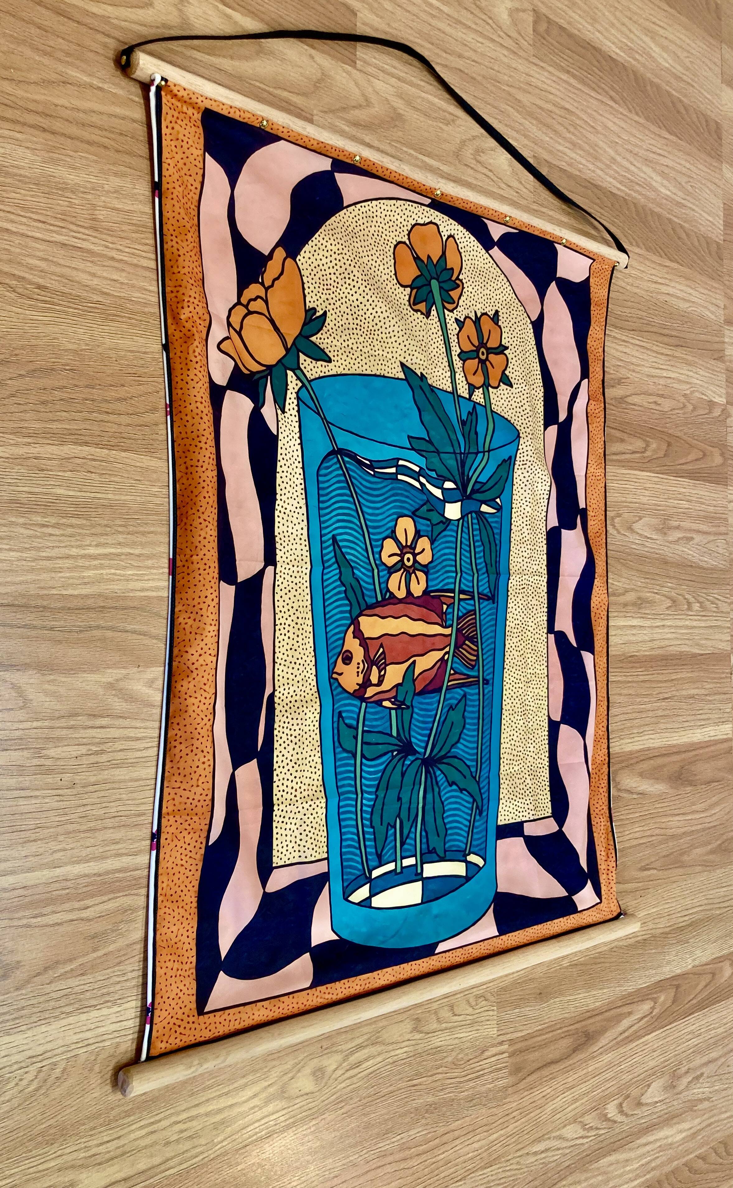 Large silk hanging decoration.