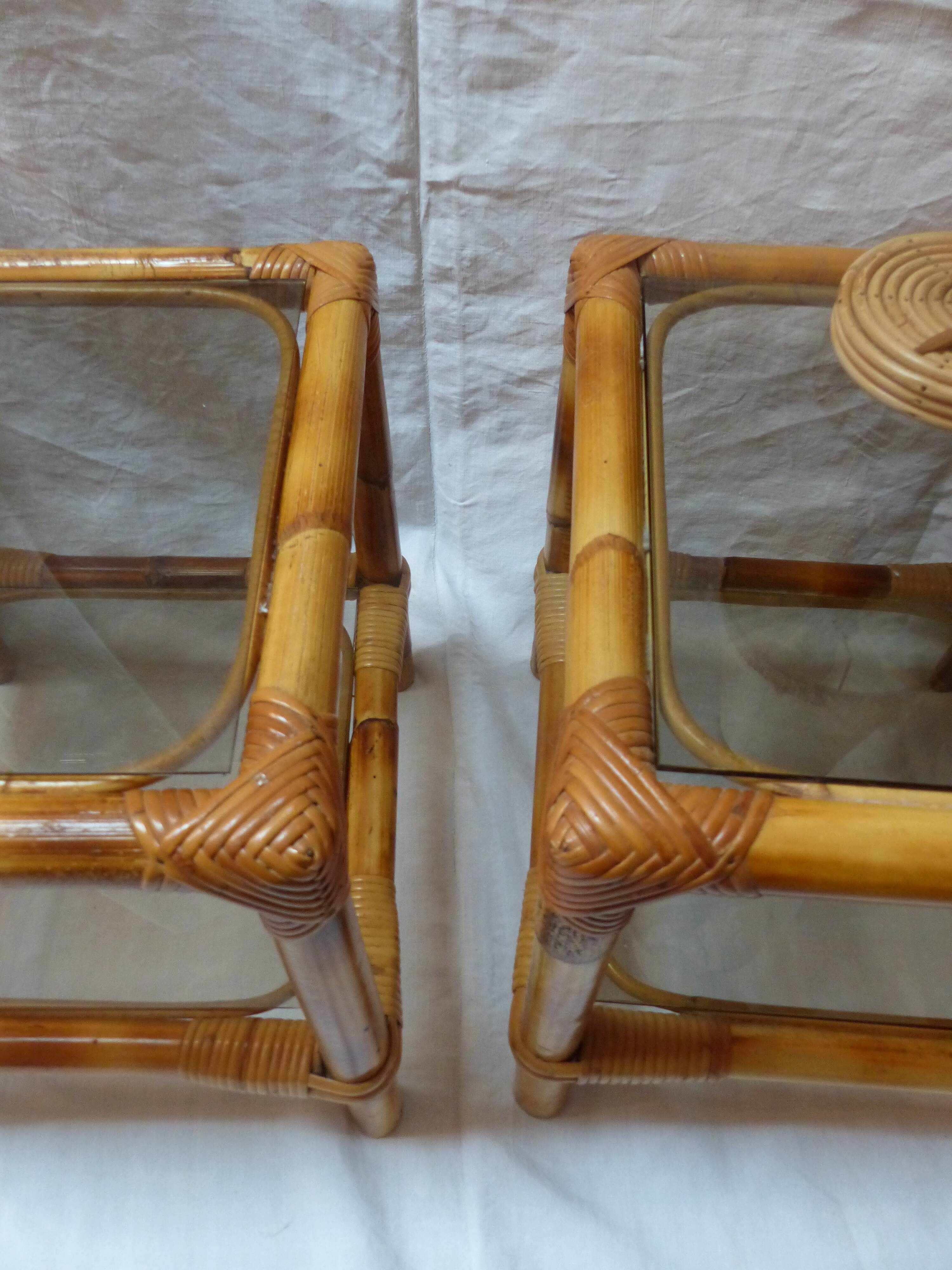 Pair of nightstands in rattan