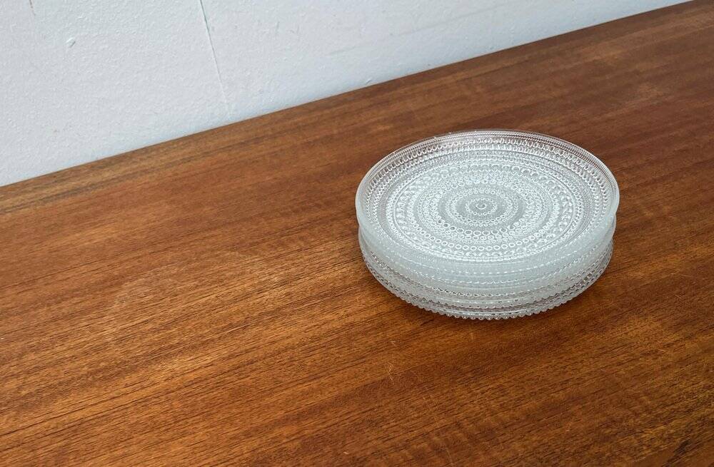 Set of 5 vintage Finnish glass plates from the Kastehelmi series by Oiva Toikka for Iittala.