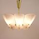 J. T. Kalmar Mid-Century Brass Suspension, Textured White Glass, 1950s