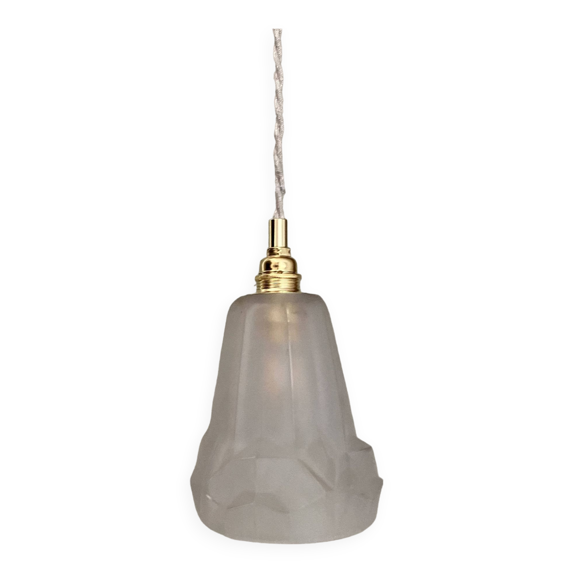 Vintage Art Deco frosted glass tulip pendant light