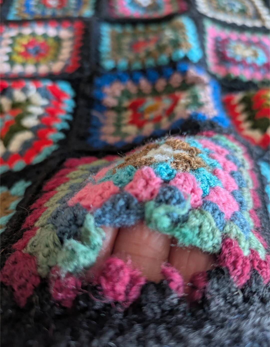 Rare! Handmade bohemian patchwork crochet blanket