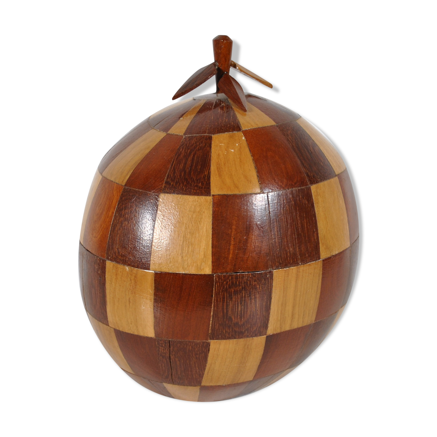Coconut ice bucket in marquetry 1970