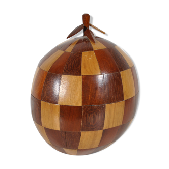 Coconut ice bucket in marquetry 1970