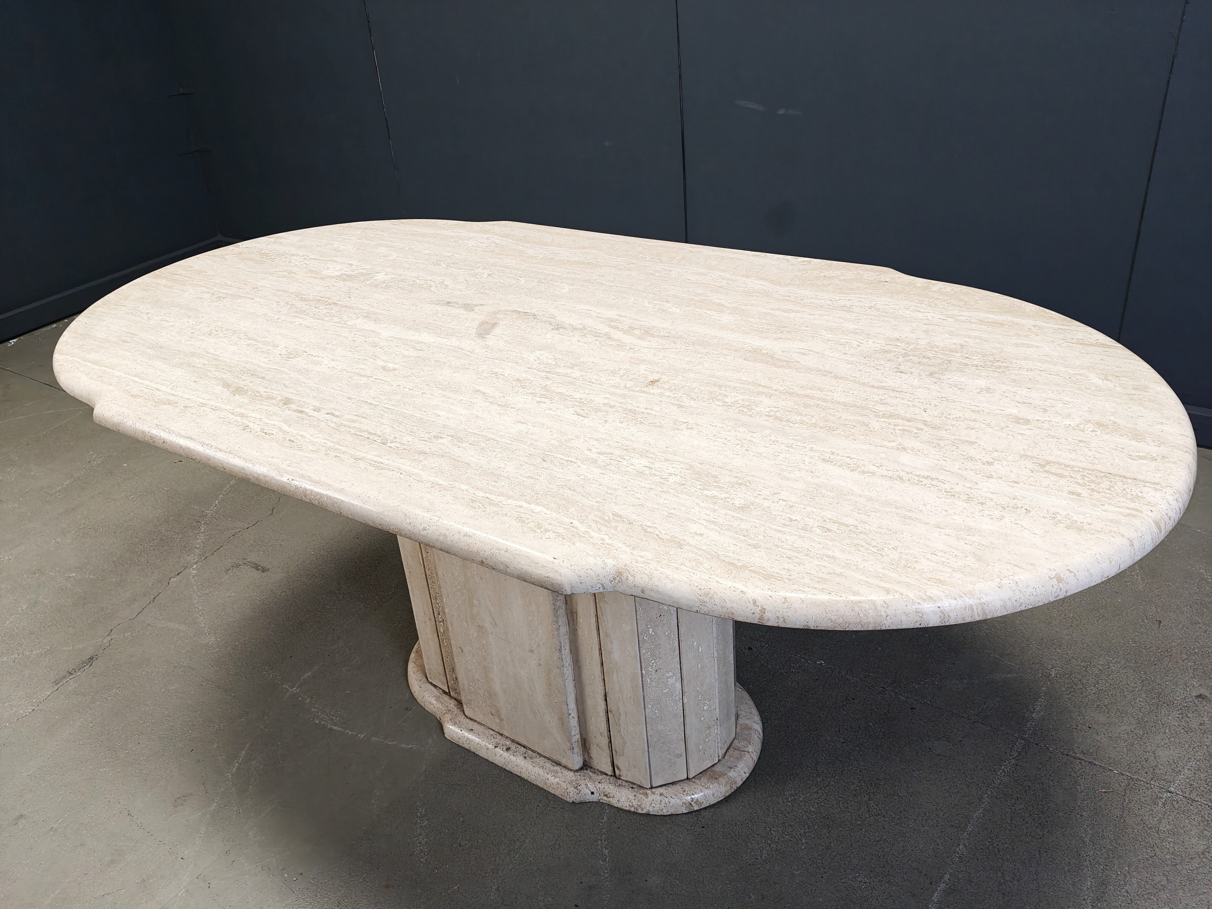 Vintage oval travertine dining table, 1970s