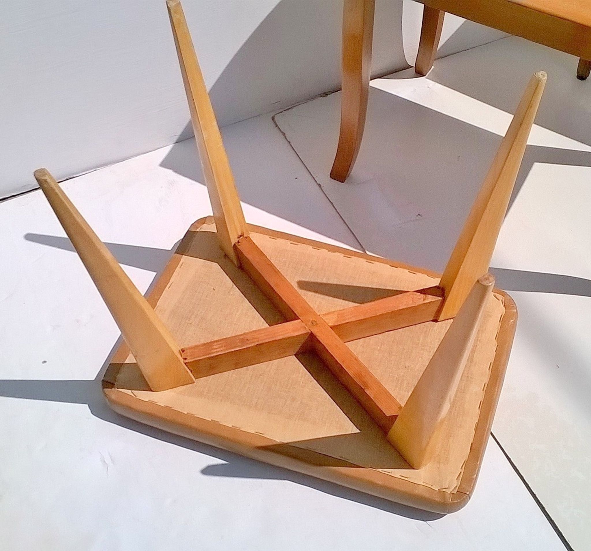 Art Déco beech ottomans made in Italy, orginals from 1940