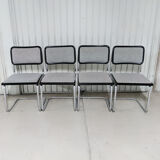 Vintage Marcel Breuer design chairs, Cesca model, heather gray fabric seat