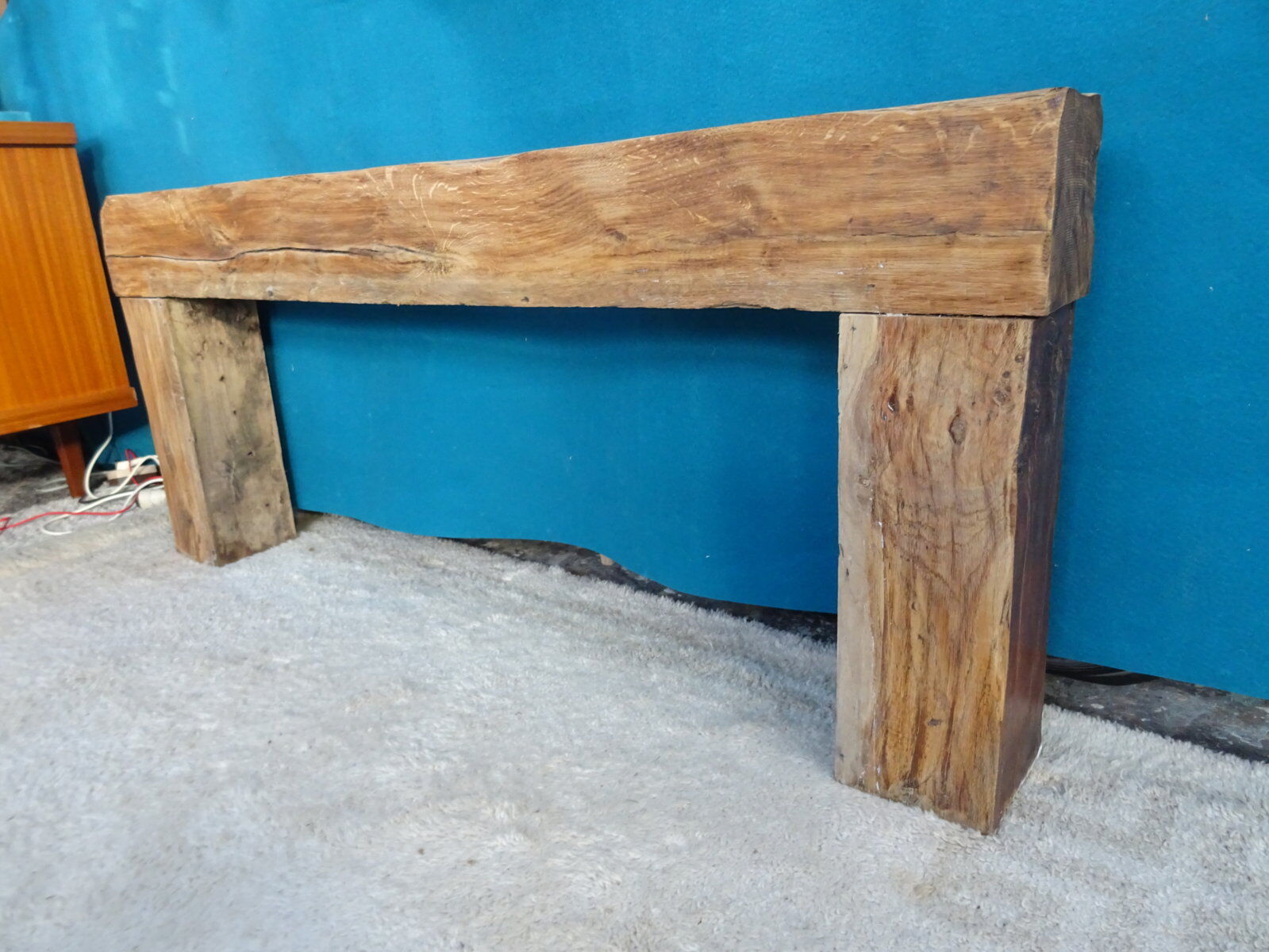 Brutalist console solid oak