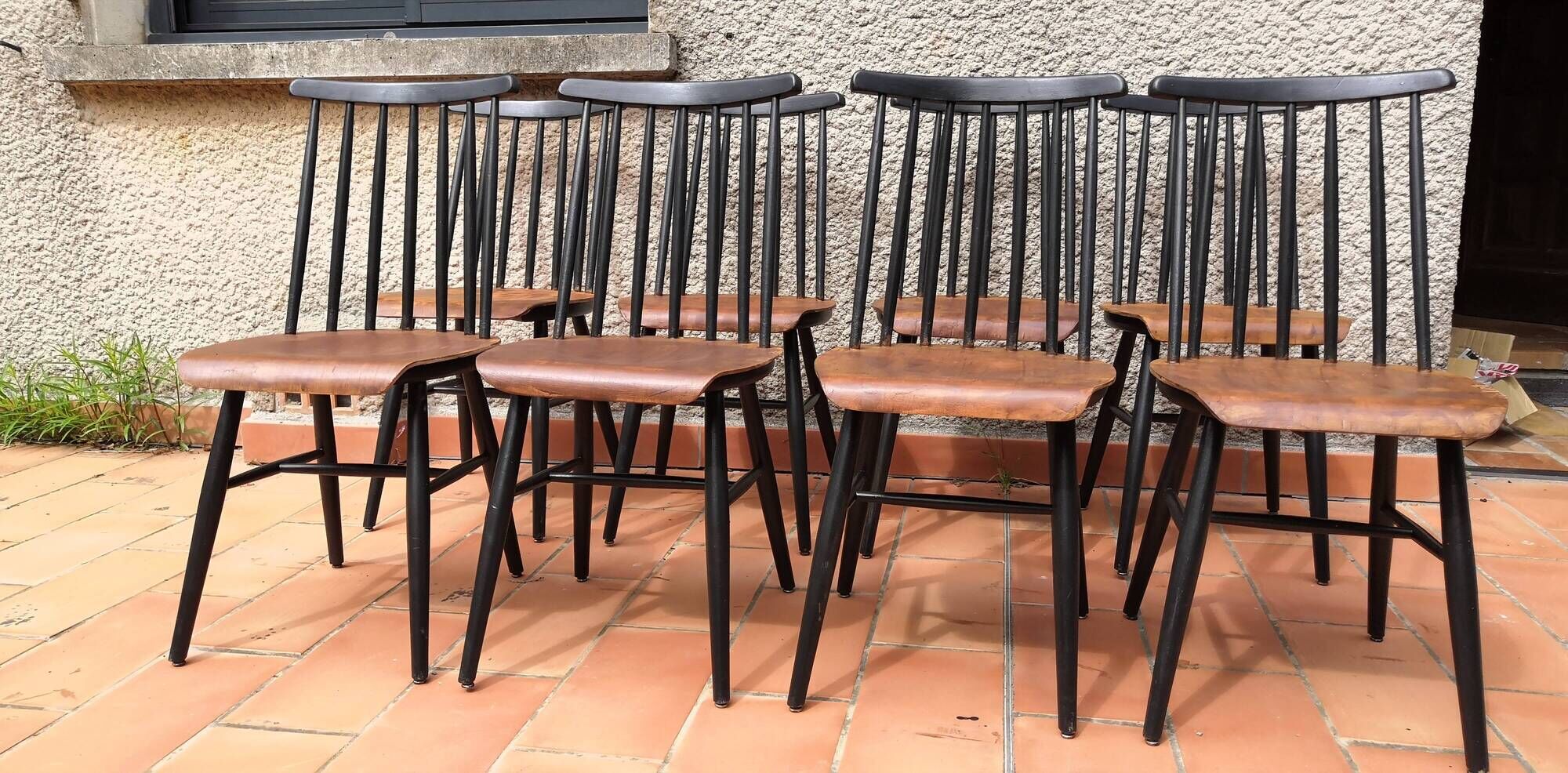 Set of 8 scandinavian chairs fanett Illmari Tapiovaara 1960