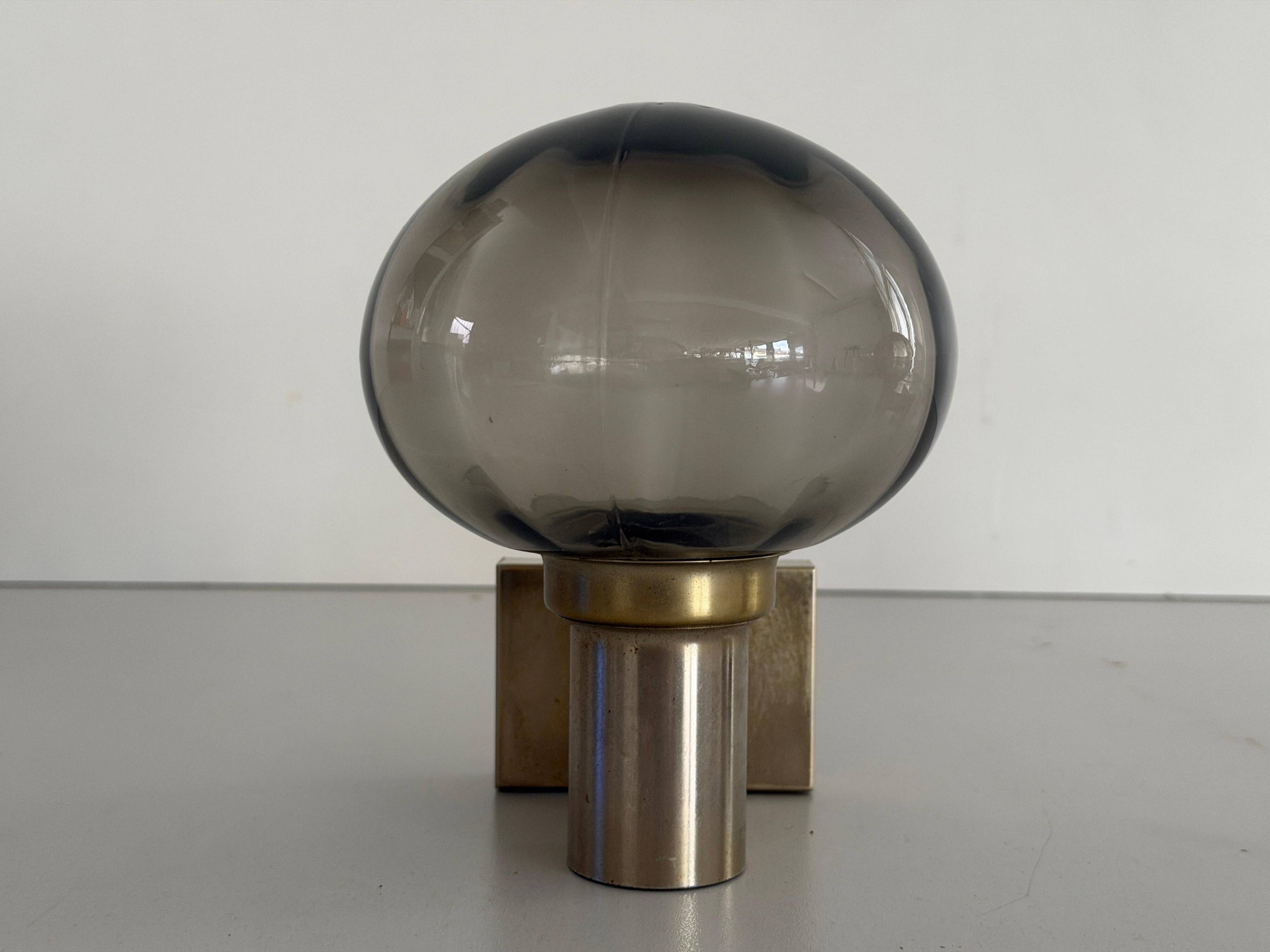 Pair of grey glass and chrome wall lights from the mid-century by N Leuchten, 1960s, Germany.