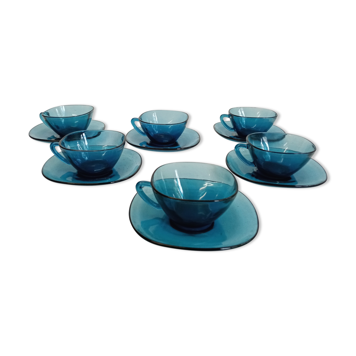 Arcopal Blue Coffee Set 6 Cups and Under Cups