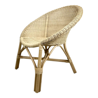 Chaise fauteuil rétro en osier